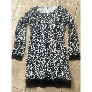 Cache 4 Jersey Printed Stretch Dress Floral Black White